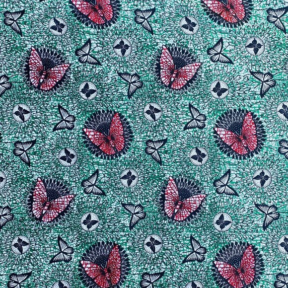 Vintage Fabric Real African Print Butterfly Butterflies Clothes Crafts 44" Wide - Picture 3 of 5